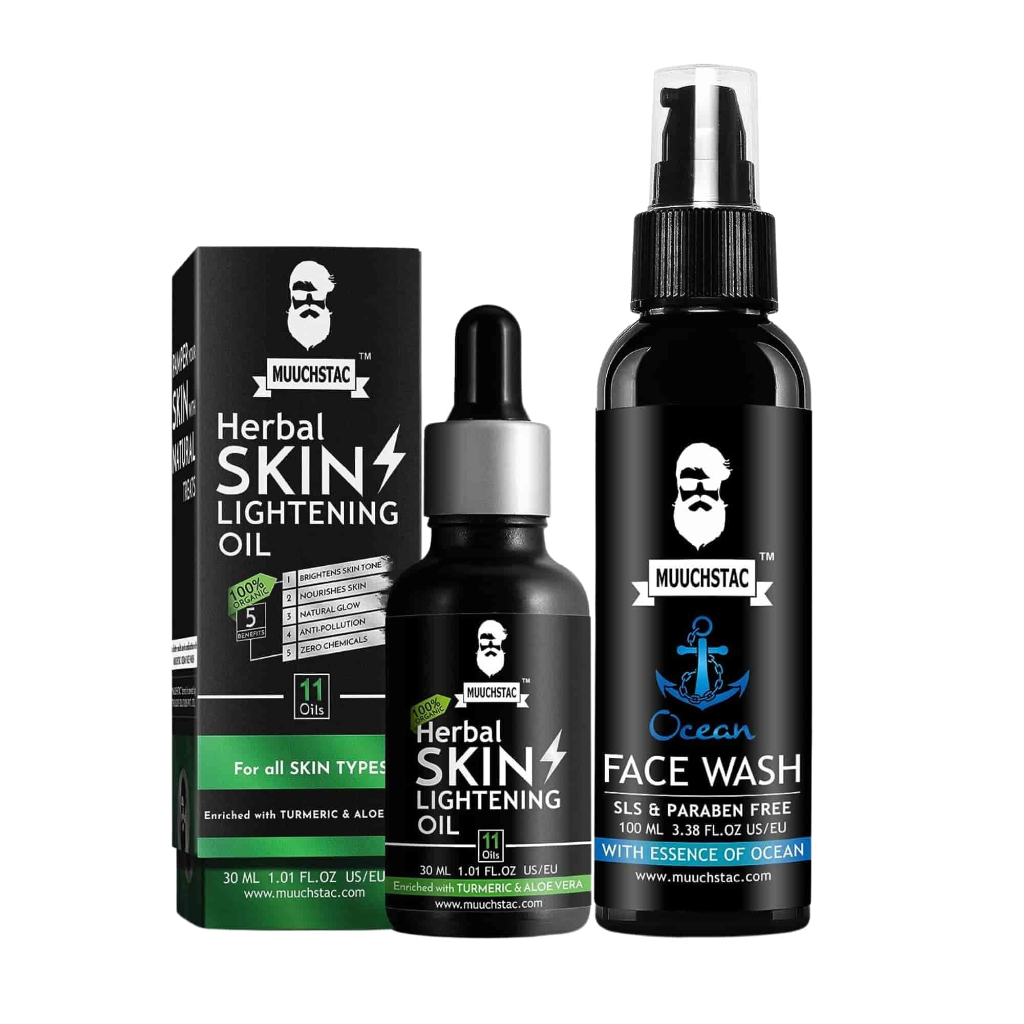 Muuchstac Herbal Skin Lightening Oil + Ocean Face Wash Combo