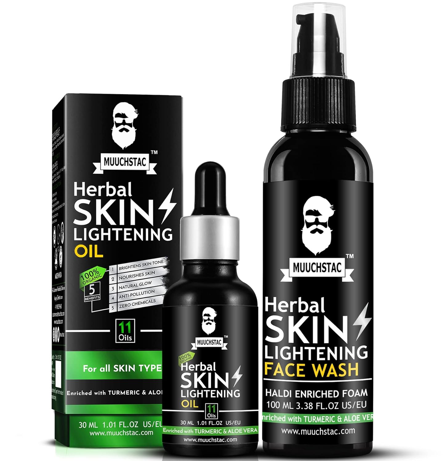 Muuchstac Men’s Herbal Skin Lightening Oil & Haldi Enriched Face Wash