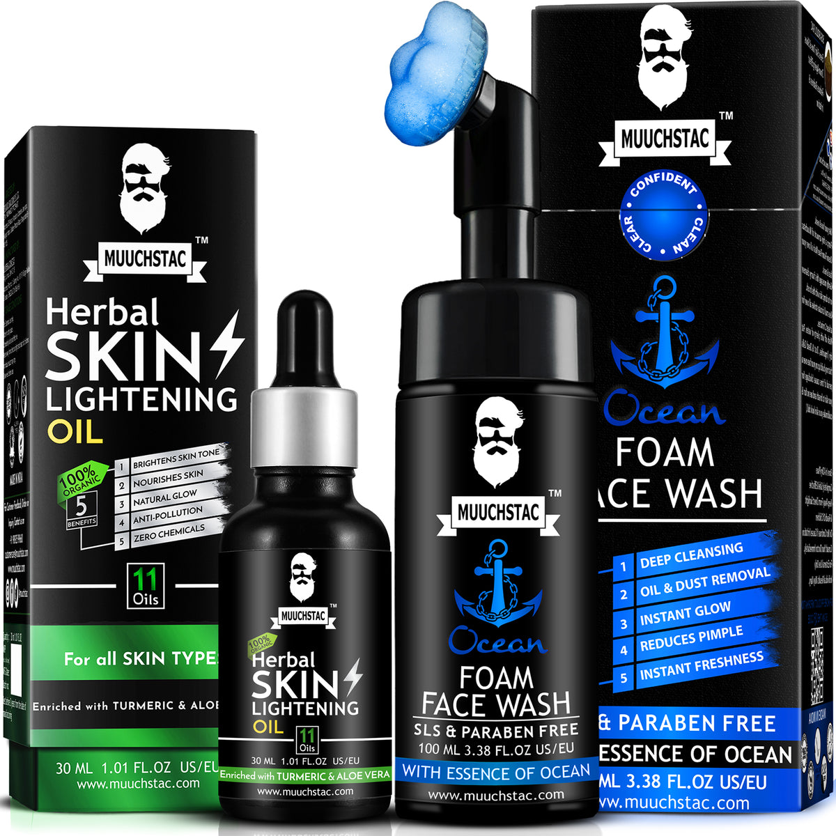 Muuchstac Skin lightening oil + Muuchstac Ocean Foam Face wash