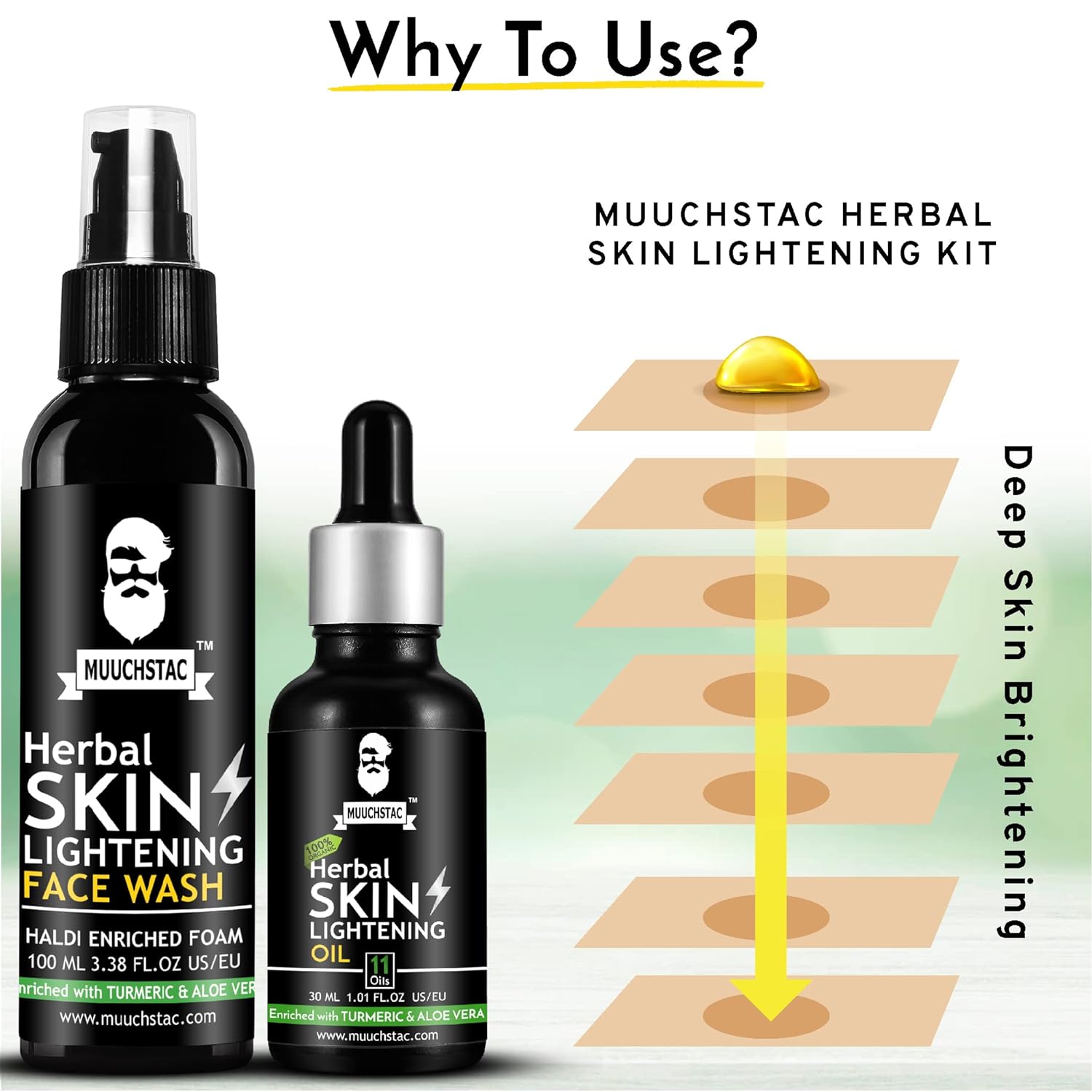Muuchstac Men’s Herbal Skin Lightening Oil & Haldi Enriched Face Wash