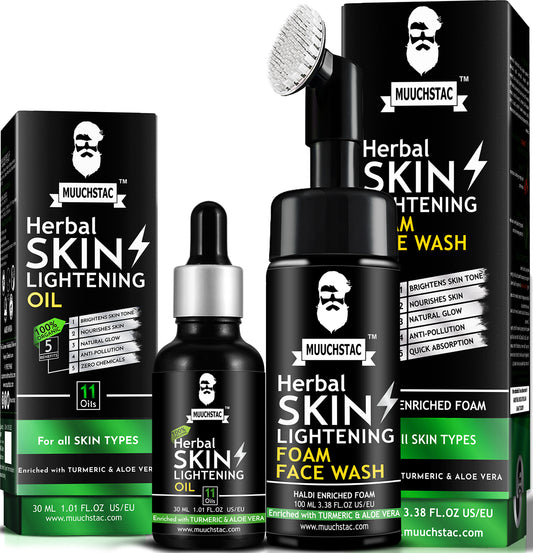 Muuchstac Skin Lightening Oil + Turmeric Foam Face Wash Combo